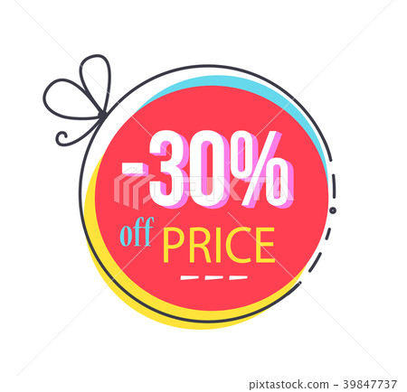 30 Off Price Round Sticker Abstract Bow Discount - Stock Illustration ...