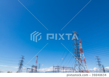 High voltage cable and steel tower High voltage cable and steel tower 39848634