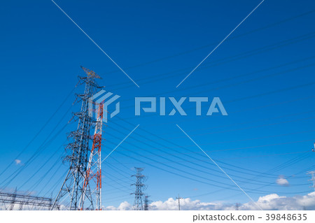 High voltage cable and steel tower 39848635