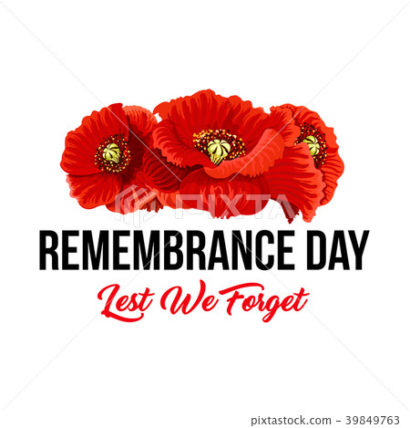 Remembrance Day Lest We Forget Vector Poppy Icons Stock Illustration