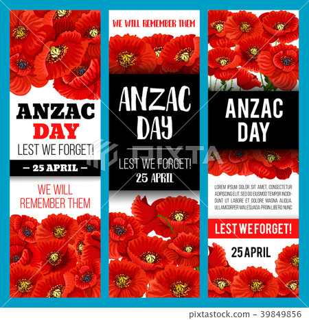 Anzac Day Lest We Forget banner for 25 April Remembrance Day of