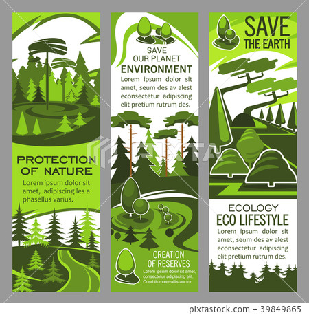 Environment protection banner of eco green nature - Stock Illustration ...