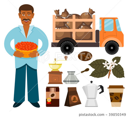 Coffee plantation vector beans production and 39850349