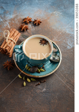 Indian masala chai tea. Spiced tea with milk. Indian masala chai tea. Spiced tea with milk. 39851088
