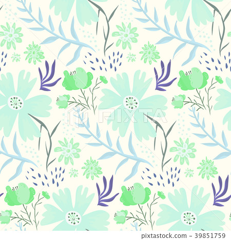 Tender floral summer pattern with green flowers Tender floral summer pattern with green flowers 39851759