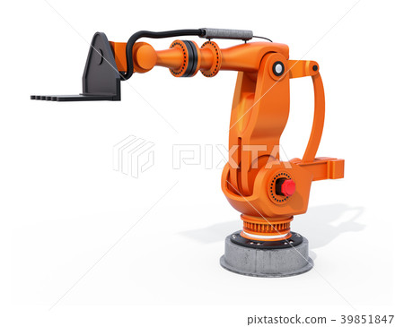 Image of large industrial robot with orange on white background 39851847