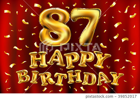 vector happy birthday 87 celebration gold balloons vector happy birthday 87 celebration gold balloons 39852017
