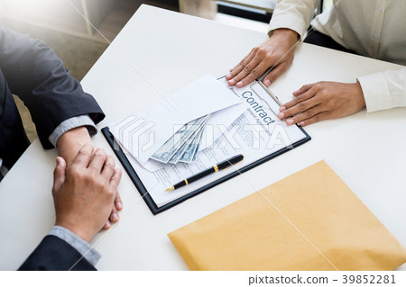 Corrupted businessman, or politician bribe in the form of hundre 39852281