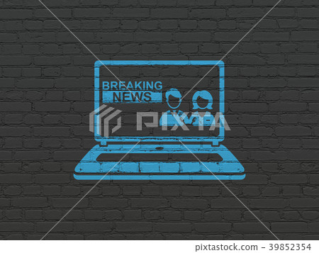 News concept: Breaking News On Laptop on wall 39852354