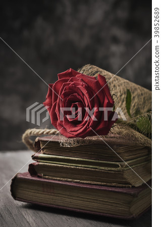 red rose and books red rose and books 39852689