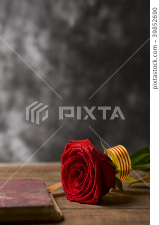 red rose, book and Catalan flag 39852690