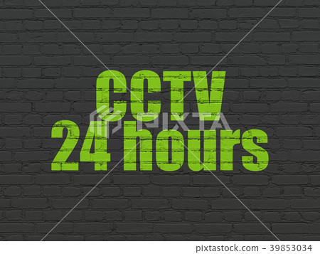 Safety concept: CCTV 24 hours on wall background Safety concept: CCTV 24 hours on wall background 39853034