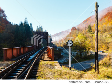 Autumn Carpathian mountains, railroad bridge Autumn Carpathian mountains, railroad bridge 39853079