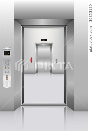 Realistic elevator in office building, Interior Realistic elevator in office building, Interior 39853130