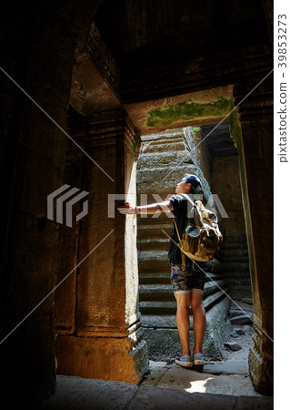 旅行，男子，巴約訥，柬埔寨 39853273
