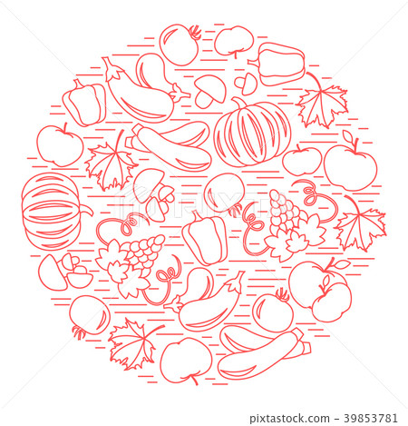Set of autumn seasonal fruits and vegetables in 39853781