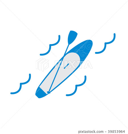 Stylized icon of a colored stand up paddling Stylized icon of a colored stand up paddling 39853964