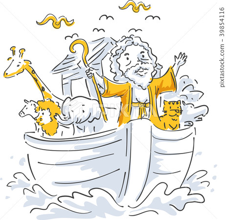 Man Noah Ark Animals Illustration - Stock Illustration [39854116] - PIXTA