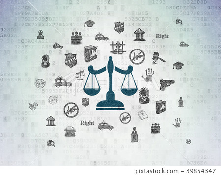 Law concept: Scales on Digital Data Paper 39854347