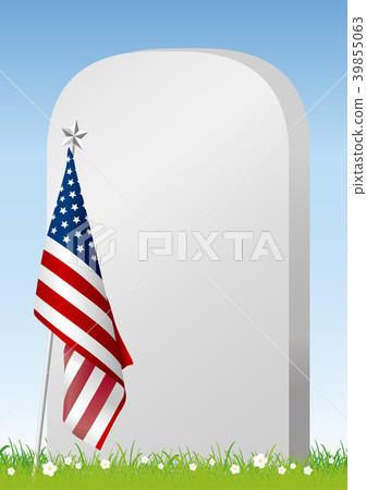 Memorial day design of America flag and gravestone 39855063