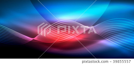Glowing abstract wave on dark, shiny motion, magic 39855557