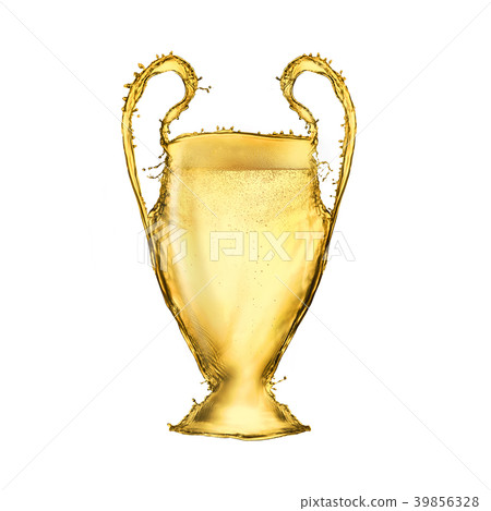 Football cup made from beer isolated on white Football cup made from beer isolated on white 39856328