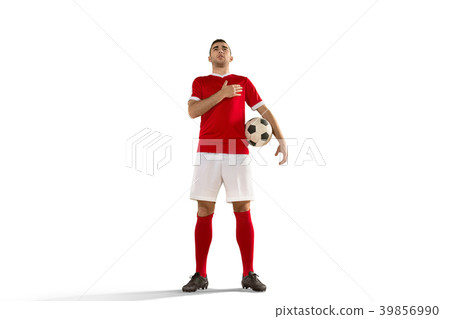 Professional football soccer player with ball 39856990