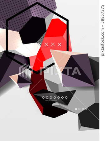Color 3d geometric composition poster Color 3d geometric composition poster 39857275