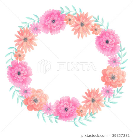 Watercolor meadow flowers frame. Floral background Watercolor meadow flowers frame. Floral background 39857281