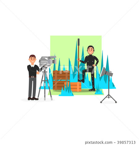 Cameraman and actor working on the film 39857313