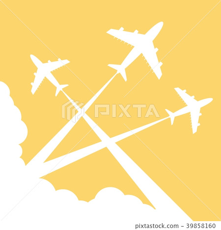 Silhouettes planes in sky. illustration. 39858160