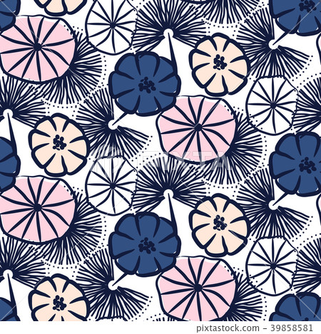 Handdrawn flower seamless vector pattern. - Stock Illustration ...