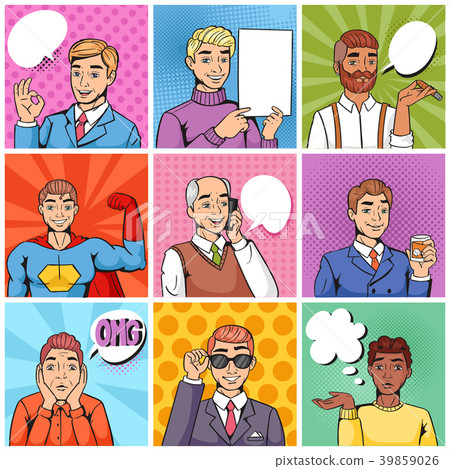 Comic man vector popart cartoon businessman Comic man vector popart cartoon businessman 39859026