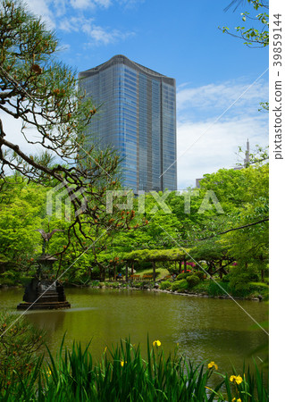 Wakaba和新鮮的綠色日比谷公園起重機噴泉和東京中城日比谷 39859144