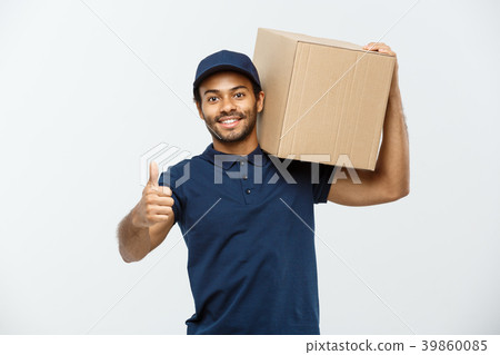 Delivery Concept - Portrait of Happy African Delivery Concept - Portrait of Happy African 39860085