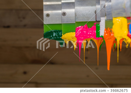 colorful ink flow down from printer handle colorful ink flow down from printer handle 39862675