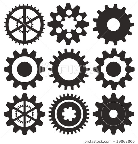 Vector collection of gear wheels Vector collection of gear wheels 39862806