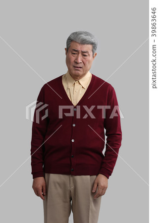 Asian man's facial expression, senior, middle-aged, senior, close-up, health, impression, emotion 39863646