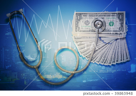 stethoscope on dollar banknotes stethoscope on dollar banknotes 39863948