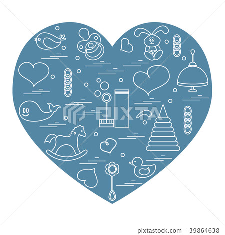 kids elements arranged in a heart 39864638