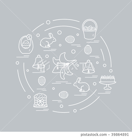 different symbols for Easter arranged in a circle 39864891