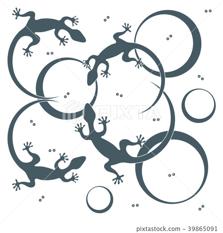 Cute vector illustration of lizards and circles 39865091