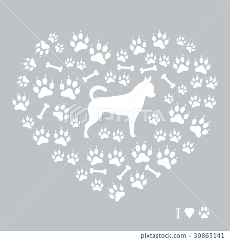 chihuahua silhouette on a background of dog track 39865141