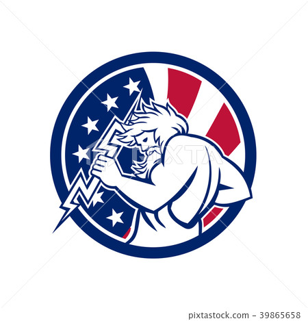 Zeus With Thunderbolt USA Flag Icon 39865658