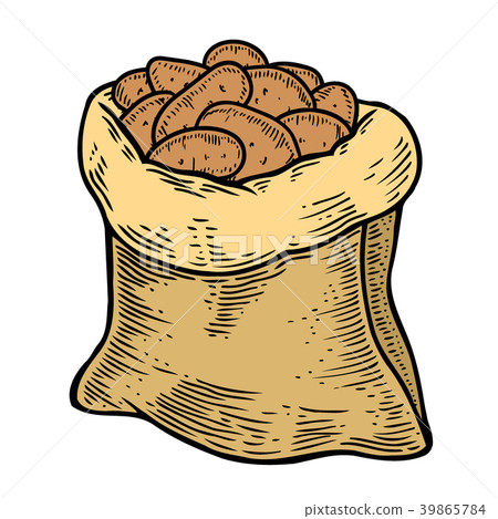 Burlap sack full of ripe potato 39865784