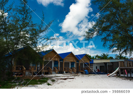 Wooden beach hut on Koh Rong Samloem Island Wooden beach hut on Koh Rong Samloem Island 39866039