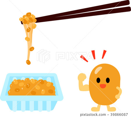 Packed natto and natto characters Packed natto and natto characters 39866087