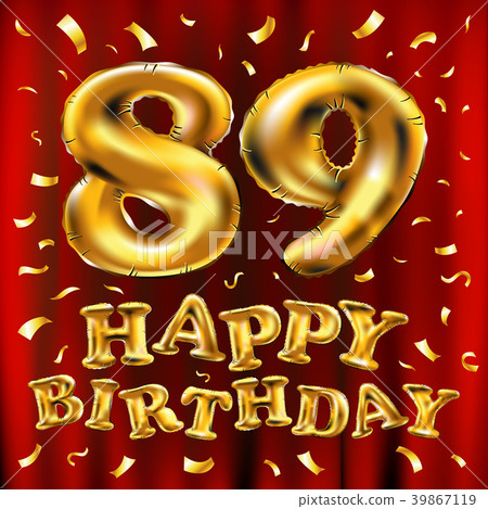 vector happy birthday 89 celebration gold balloons vector happy birthday 89 celebration gold balloons 39867119