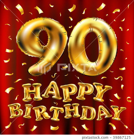 vector happy birthday 90 celebration gold balloons 39867125