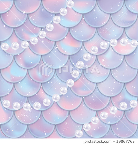 Fish scales and pearls seamless pattern. Mermaid Fish scales and pearls seamless pattern. Mermaid 39867762
